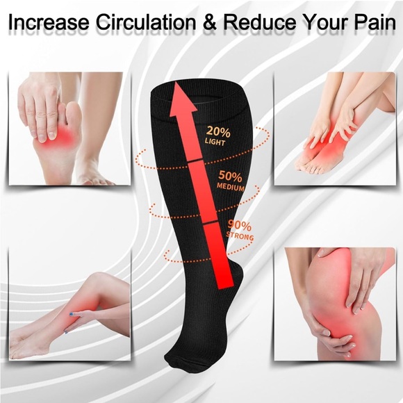 Compression Socks for Women and Men Wide Calf XXL Circulation Support 20-30 mmHg - Picture 3 of 4